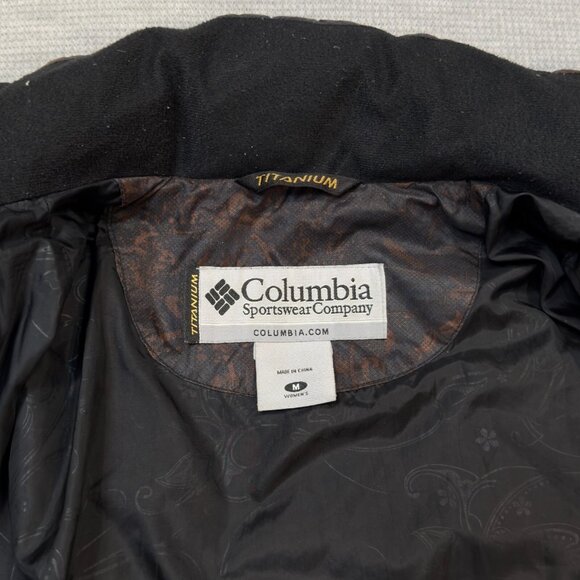 Columbia Womens Titanium 550 Jacket Black Brown Paisley 2 Way Zip Ski Coat Sz M - Picture 10 of 16